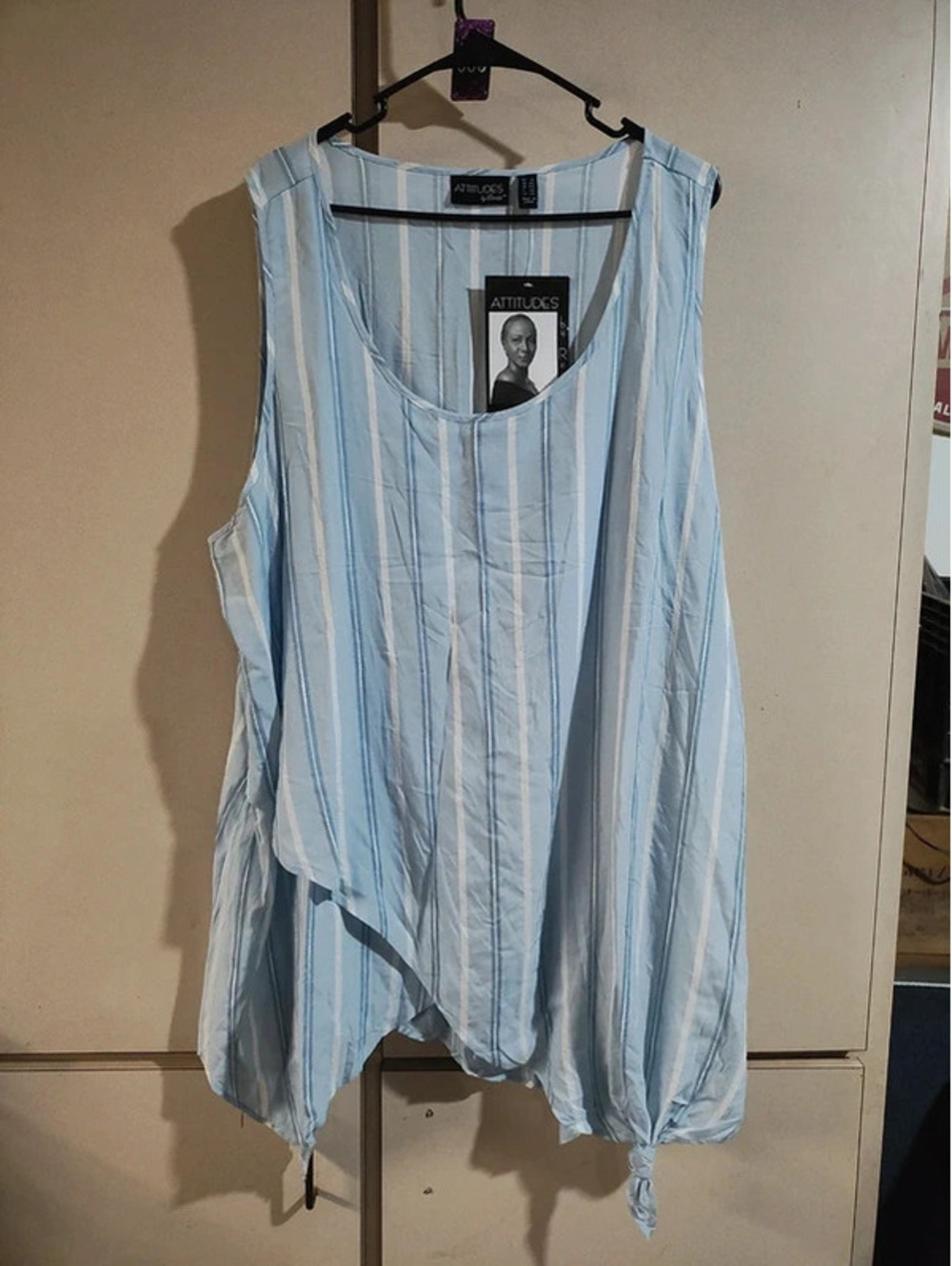 Attitudes by Renee size 2X blue and white striped tank
